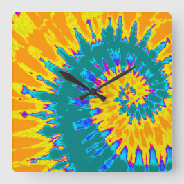 Cuadrado Reloj de tinte de espiral amarillo y Verde azulado