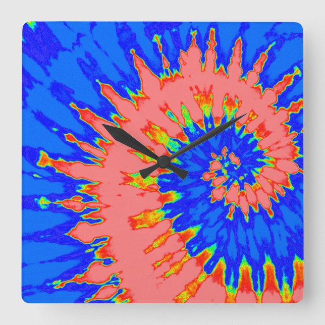 Cuadrado Reloj de tinte de espiral azul y azul brillante (Anverso)