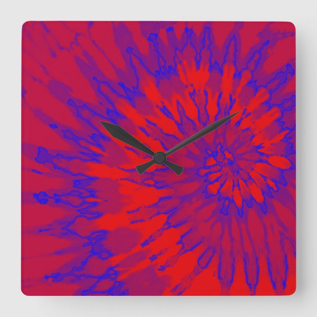 Cuadrado Reloj de tinte de espiral azul y rojo brillante (Anverso)