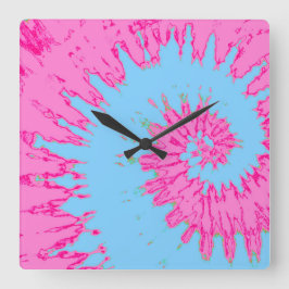 Cuadrado Reloj de tinte de espiral rosa y azul