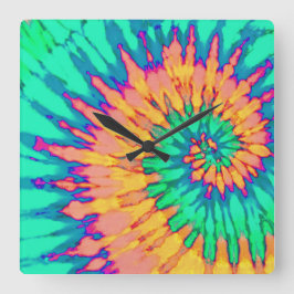 Cuadrado Reloj de tinte verde y Naranja