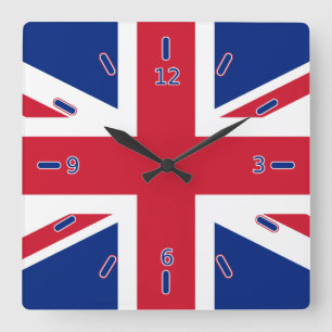 Cuadrado Reloj de Union Jack (con números)