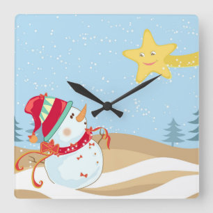 Cuadrado Reloj de vacaciones de Snowman