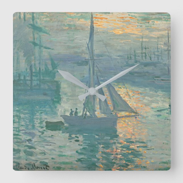 Cuadrado Reloj de velero al amanecer de Monet (Anverso)