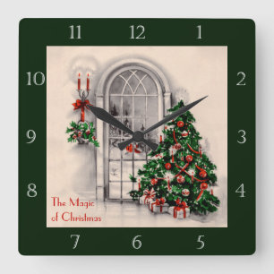 Cuadrado Reloj de ventana de Navidades victorianos