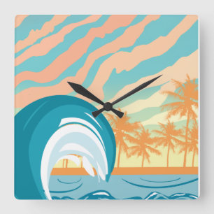 Cuadrado Reloj de verano de la ola oceánica