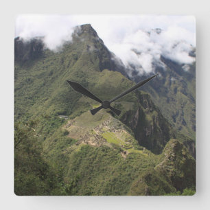 Cuadrado Reloj de vista de aves de Machu Picchu