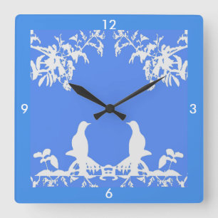 Cuadrado Reloj de Wedgewood - White Birds en hogar del azul