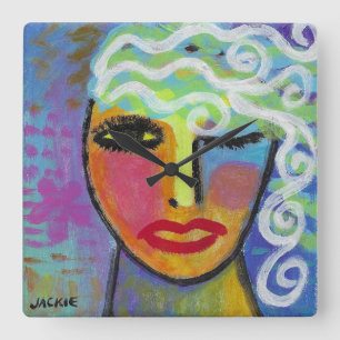 Cuadrado Reloj decorativo de arte abstracto colorido