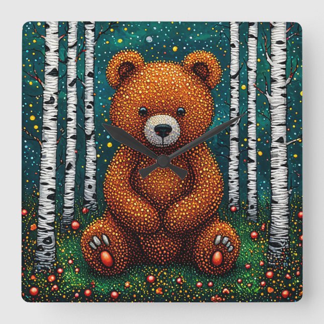 Cuadrado 🧸 Reloj decorativo para habitación de nursery con (Anverso)