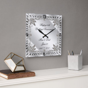Cuadrado Reloj del 60° Aniversario del Boda
