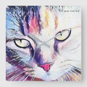 Cuadrado reloj del arte de los ojos de gato