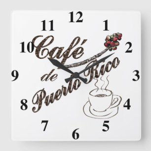 Cuadrado Reloj del café de Puerto Rico