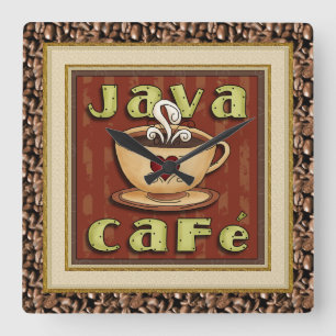 Cuadrado Reloj del café del café de Java