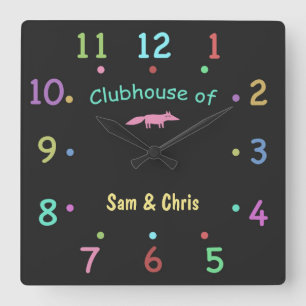Cuadrado Reloj del club del Personalizado de talla de color