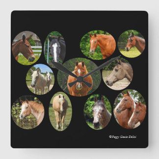 Cuadrado Reloj del collage del caballo