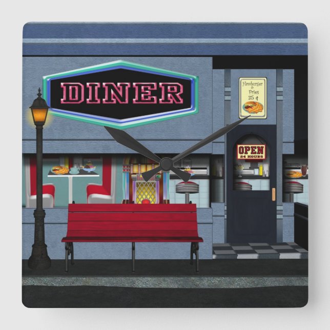 Cuadrado Reloj del comensal de la diversión (Anverso)