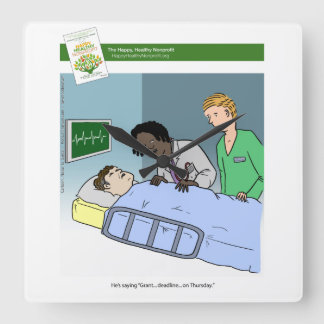 Cuadrado Reloj del dibujo animado de la escritura de Grant