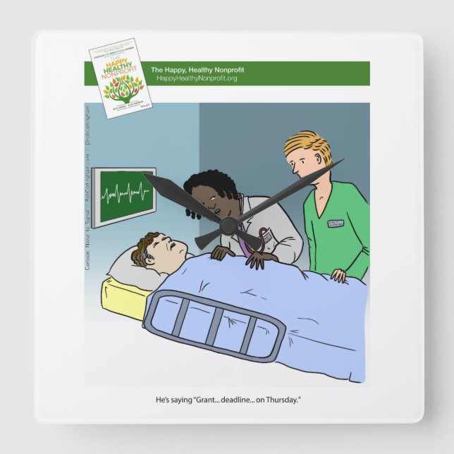 Cuadrado Reloj del dibujo animado de la escritura de Grant (Anverso)