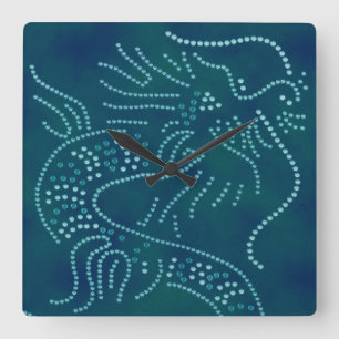 Cuadrado Reloj del dragón de agua