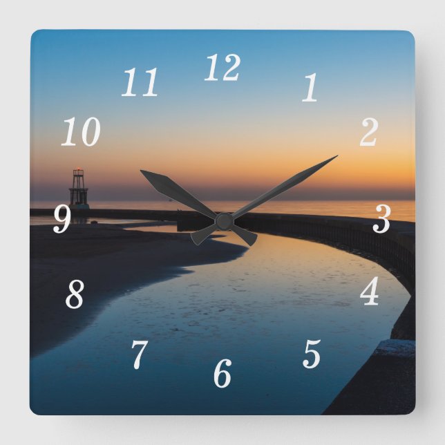 Cuadrado Reloj del faro del norte de Chicago (Anverso)