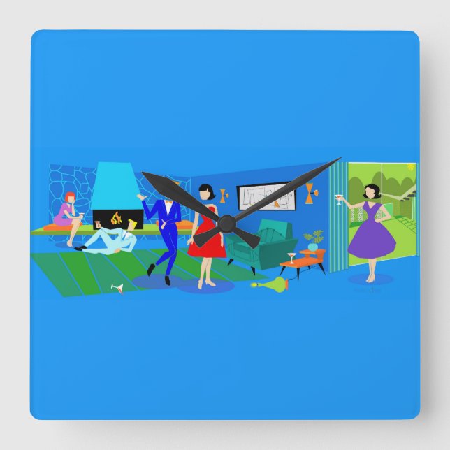 Cuadrado Reloj del Fiesta de cócteles de las Palmas Atómica (Anverso)