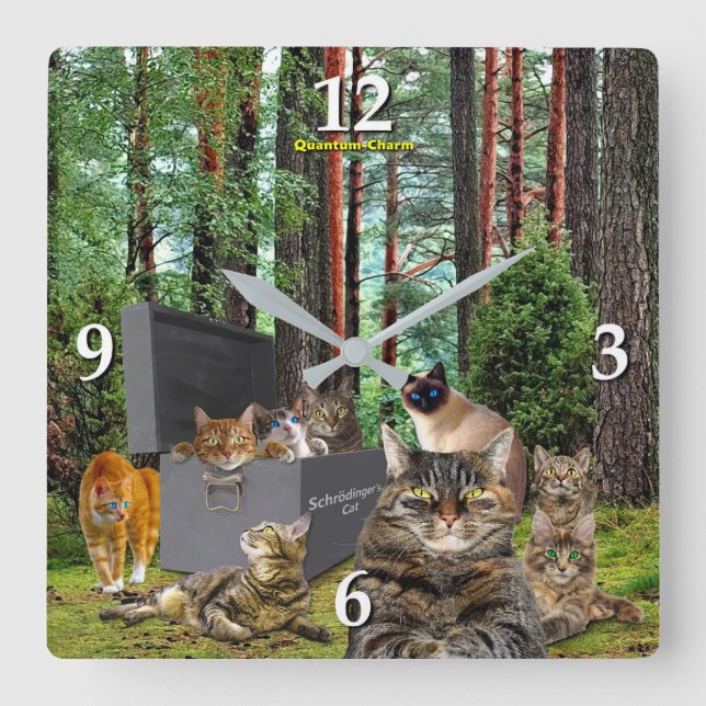 Cuadrado Reloj del gato de Schrodinger (Anverso)
