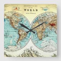 Reloj del mapa del mundo del vintage