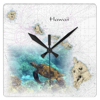 Cuadrado Reloj del Mapa Náutico de Hawái