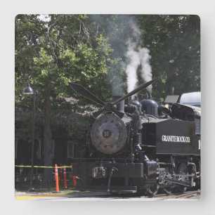 Cuadrado Reloj del motor del tren del motor de vapor