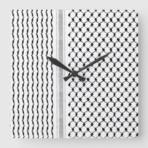 Cuadrado Reloj del muro acrílico Kufiya palestino Personal