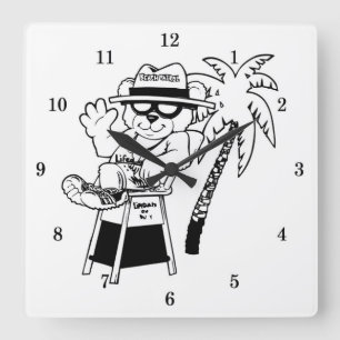 Cuadrado Reloj del muro de la patrulla de playa