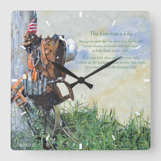 Cuadrado Reloj del muro de la vida de Lineman (Anverso)