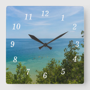 Cuadrado Reloj del muro de observación del lago Huron