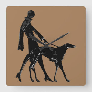 Cuadrado Reloj del paseo del Borzoi del art déco