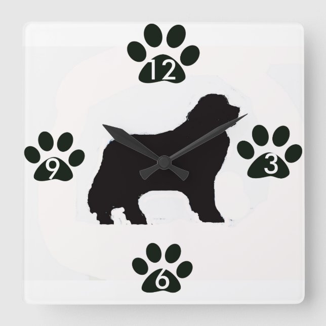 Cuadrado Reloj del perro de Terranova (Anverso)