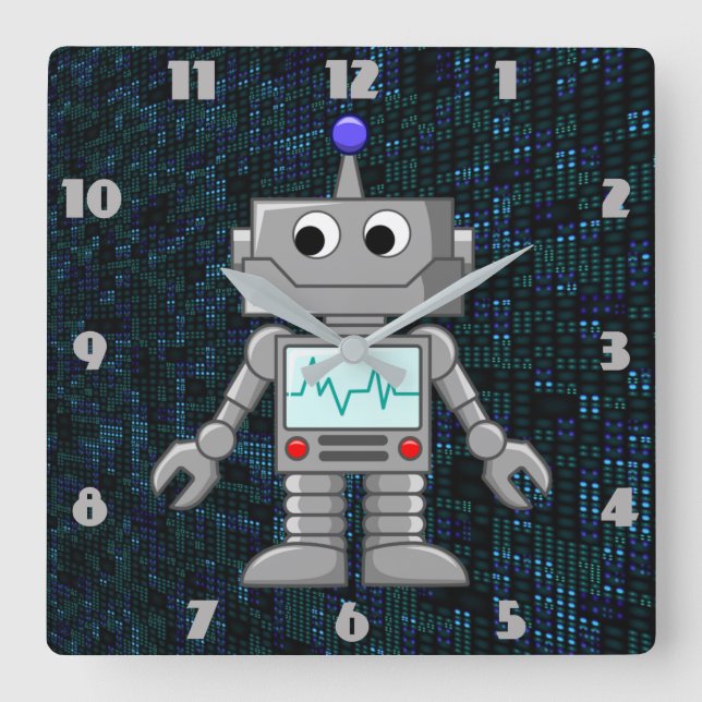 Cuadrado reloj del robot del dibujo animado (Anverso)
