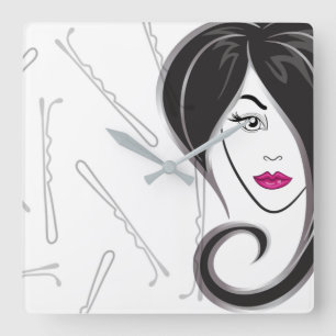 Cuadrado reloj del salón de pelo