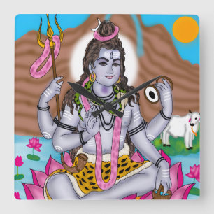 Cuadrado Reloj del Señor Shiva - Decoración de pared y deco