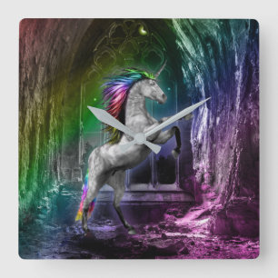 Cuadrado Reloj del unicornio del arco iris