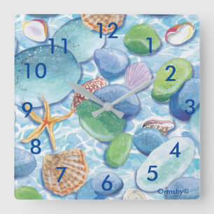 Cuadrado Reloj del vidrio del mar