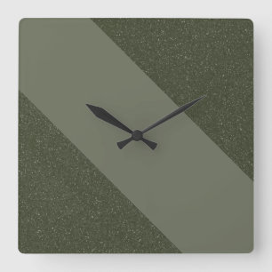 Cuadrado Reloj diagonal de pared de franja verde