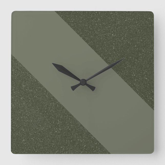 Cuadrado Reloj diagonal de pared de franja verde (Anverso)