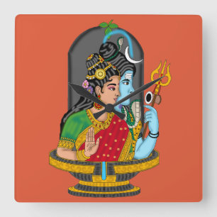Cuadrado Reloj divino Shiva Parvati