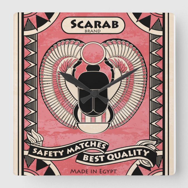 Cuadrado Reloj egipcio del arte de la caja de cerillas del (Anverso)