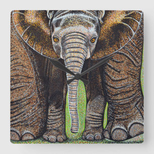 Cuadrado Reloj elefante - Mamá y yo