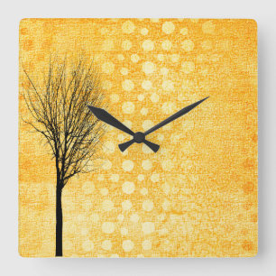 Cuadrado Reloj elegante amarillo