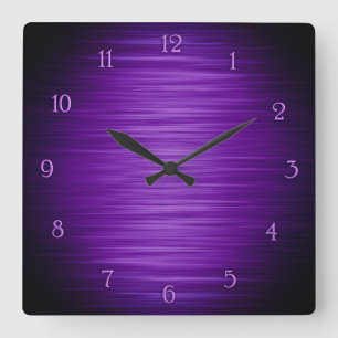 Cuadrado Reloj elegante de pared morado sombreado