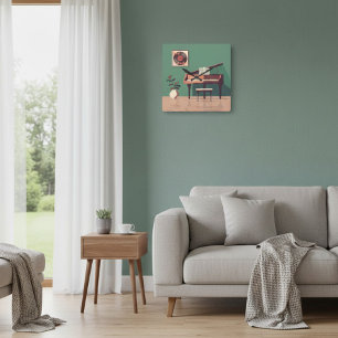 Cuadrado Reloj elegante de pared musical