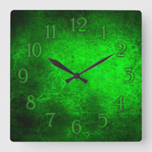 Cuadrado Reloj elegante de pared verde